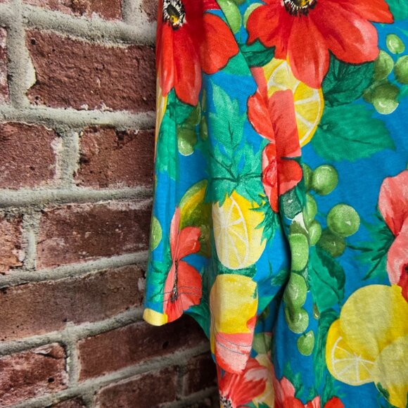 Vintage 80s Women's CAPE COD Floral Fruit Button Down Blouse Top 22W - Picture 5 of 8